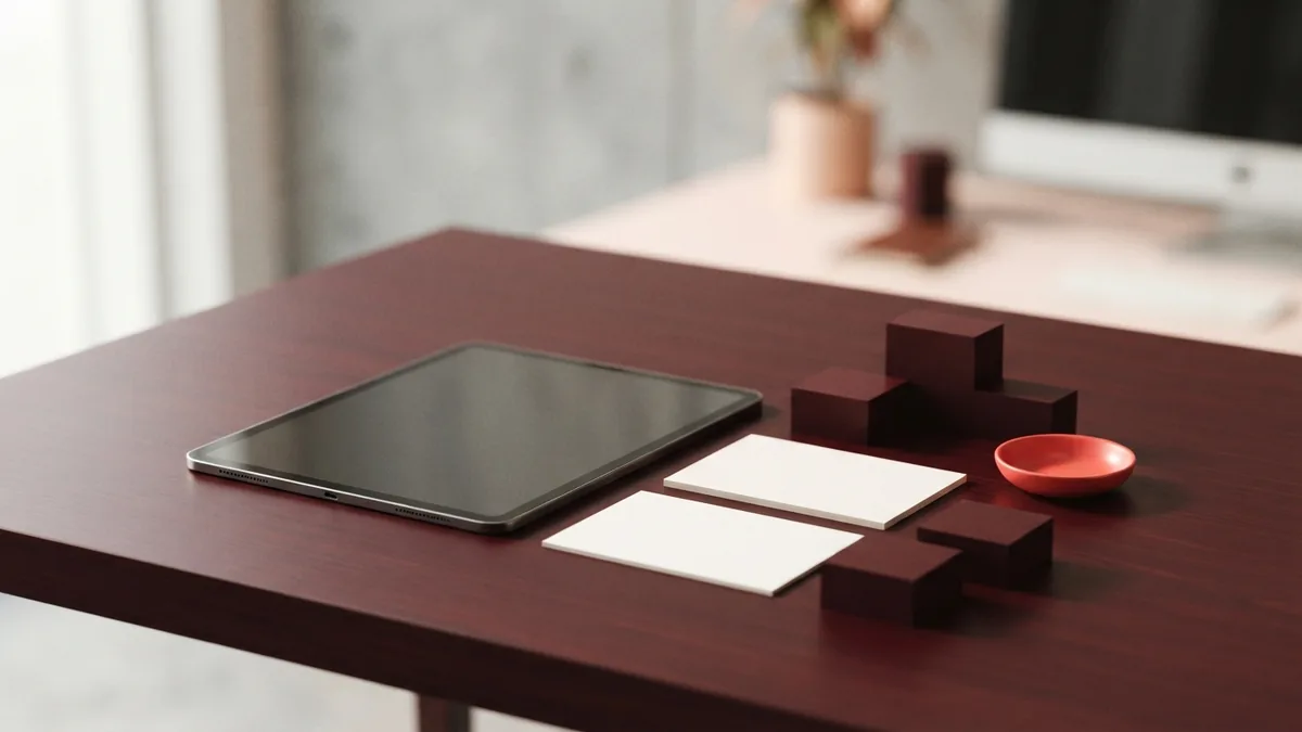 Blank tablet and simple desk objects representing an affiliate publishing platform